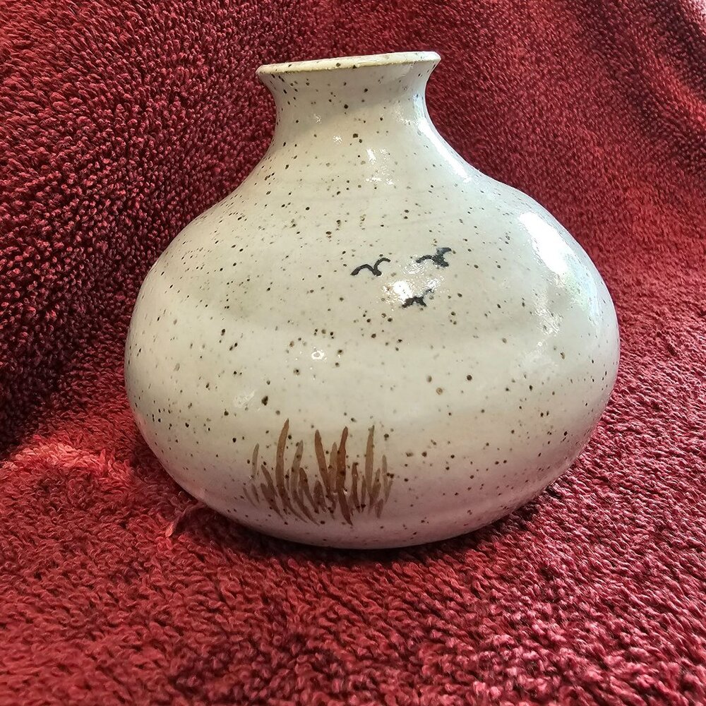 Small Single Stem Studio Pottery Vase Signed by Bonnie
